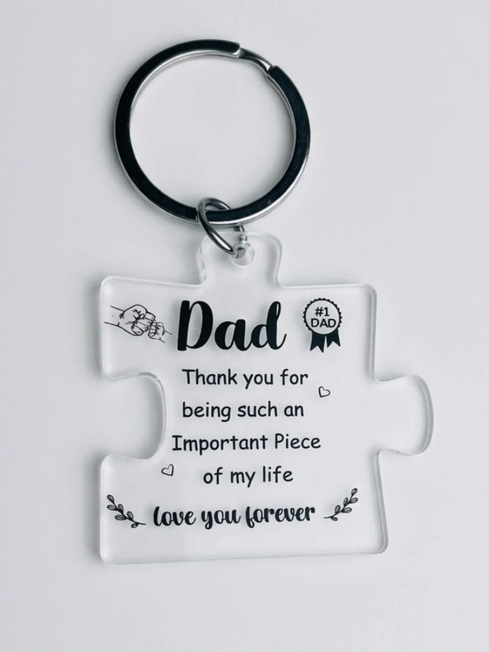 Dad Puzzle Piece Keychain Gift | Acrylic Father’s Day Keyring | Gift for Dad
